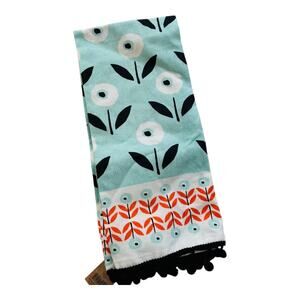 NWT 180 Degrees Floral & Pom-Pom Dish Towel Cotton 18"×28"